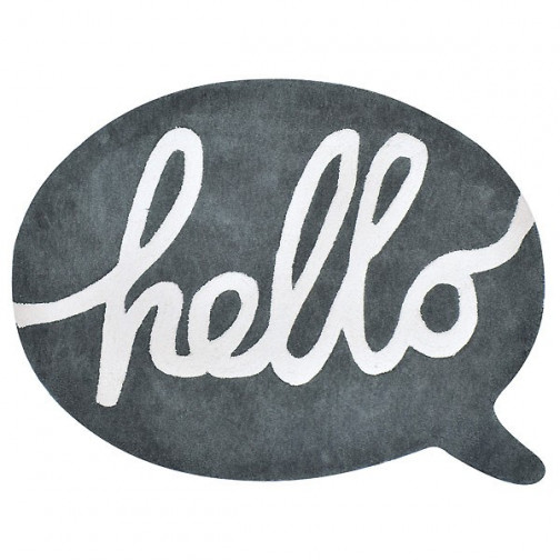 Tapis enfant coton gris Hello - Lilipinso