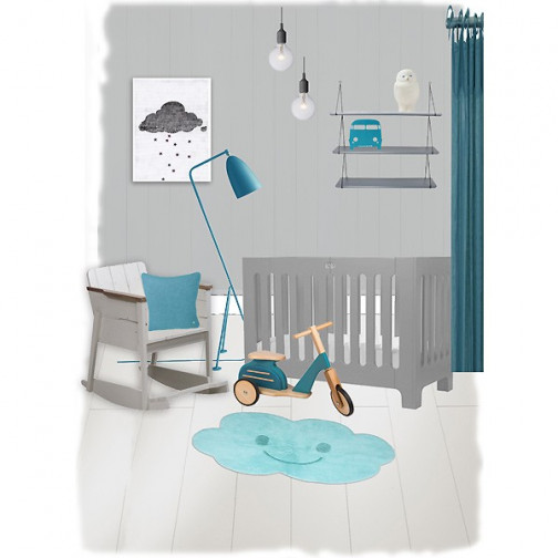 Tapis enfant lavable Nuage bleu Nimbus - Nattiot