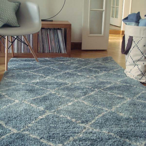 Tapis enfant Losanges Nomad bleu blanc - Art for Kids