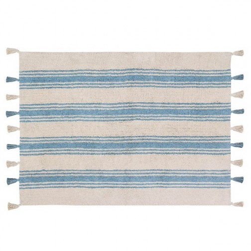 Tapis lavable beige rayures bleu - Lorena Canals