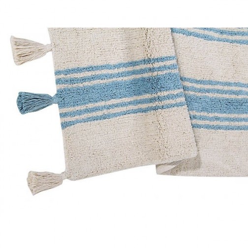 Tapis lavable beige rayures bleu - Lorena Canals
