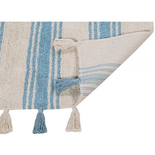Tapis lavable beige rayures bleu - Lorena Canals