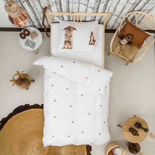 Housse de couette enfant Effet 3D Ecureuil et lapin - Snurk