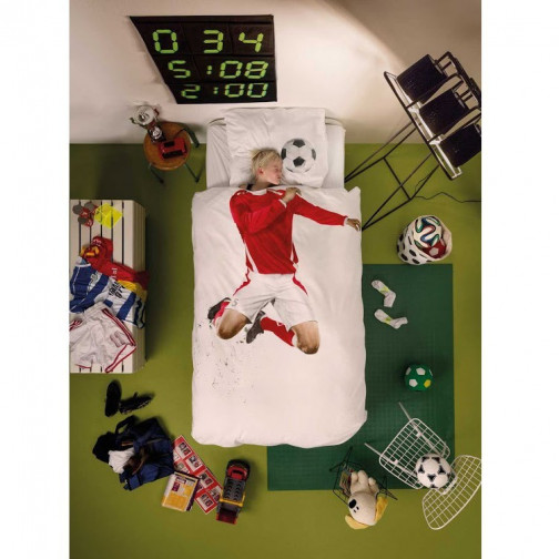 Housse de couette enfant effet trompe oeil Footballeur - Snurk