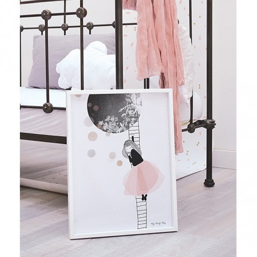 Tableau enfant Affiche encadrée Sieste sur la lune - Lilipinso