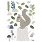 Sticker enfant Ecureil sur un tronc d'arbre  - Lilipinso