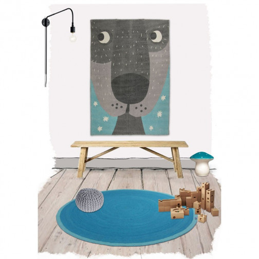 Tapis enfant coton Chien Annibal vintage - Nattiot