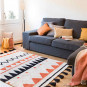 Tapis coton lavable Motifs Aztèque beige orange noir et gris Lorena Canals
