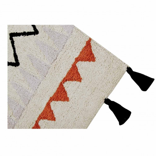 Tapis coton lavable Motifs Aztèque beige orange noir et gris Lorena Canals