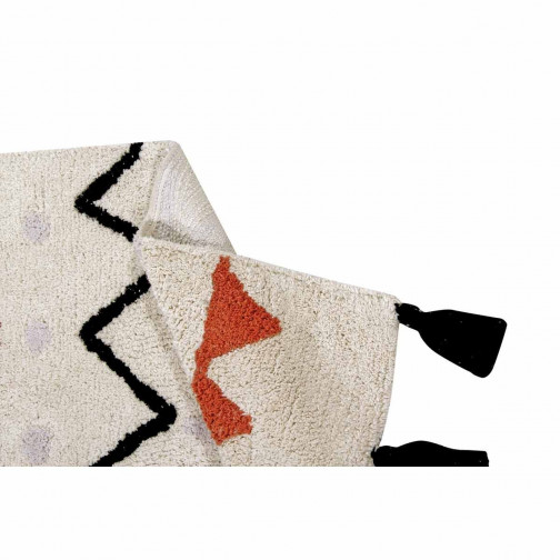 Tapis coton lavable Motifs Aztèque beige orange noir et gris Lorena Canals