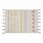 Tapis enfant coton lavable Motifs aztèque rose jaune blanc Lorena Canals