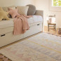 Tapis enfant coton lavable Motifs aztèque rose jaune blanc Lorena Canals