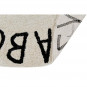 Tapis enfant coton lavable rond beige alphabet noir Lorena Canals