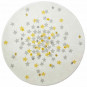 Tapis enfant rond acrylique blanc étoiles jaune grise diamètre 120cm