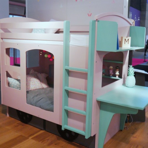 Lit superposé cabane enfant Train Mathy by Bols ambiance