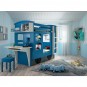 Lit superposé cabane enfant Wagon bleu et greige Mathy by Bols