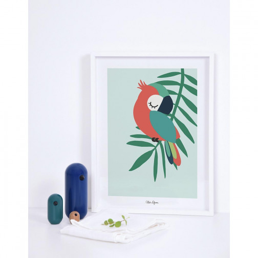 Tableau pour enfant Affiche encadrée Perroquet vert Lilipinso