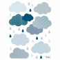 Stickers enfant Petits nuages et pluie bleu Lilipinso