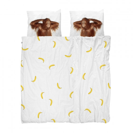 Housse de couette enfant Effet trompe oeil Singe et banane Snurk