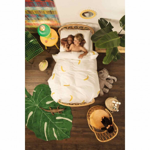 Housse de couette enfant Effet trompe oeil Singe et banane Snurk
