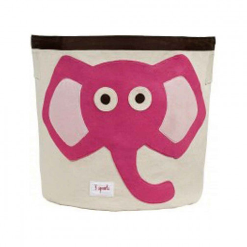 Sac à jouets coton 3 Sprouts Eléphant rose