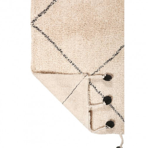 Tapis enfant à frange et rayure noir 