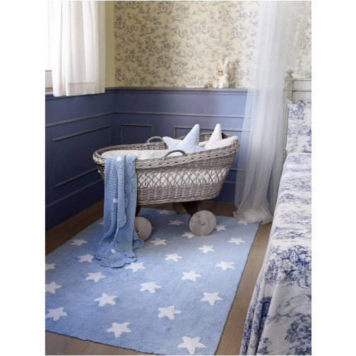 Tapis enfant étoiles bleu et blanc