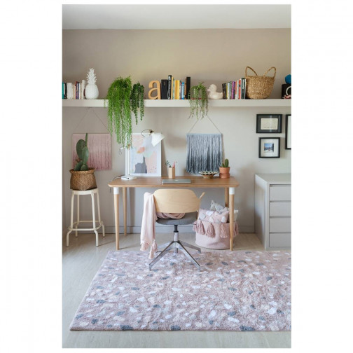 Tapis enfant en coton rose