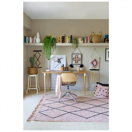 Tapis enfant en coton rose