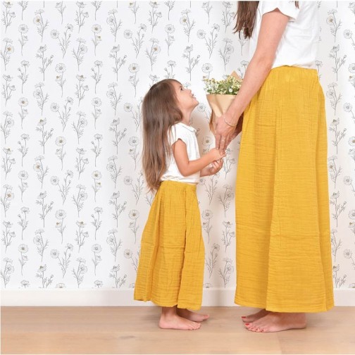 Papier Peint enfant Fleurs Camomille blanc jaune