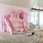 Chambre-avec-Lit-cabane-superpose-toboggan-rose