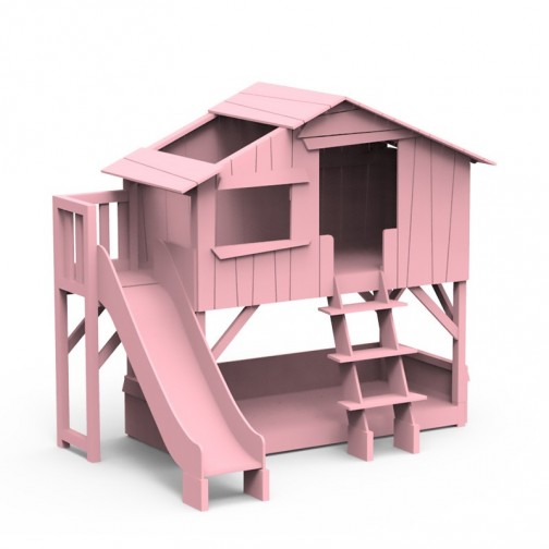 Lit-cabane-superpose-toboggan-rose-tres-clair