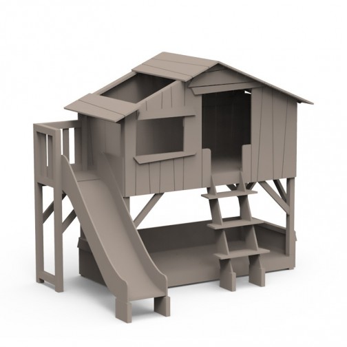 Lit-cabane-superpose-toboggan-taupe