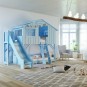 Chambre-avec-Lit-cabane-superpose-toboggan-bleu