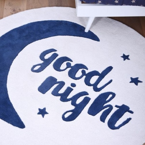 Tapis enfant lune bleu