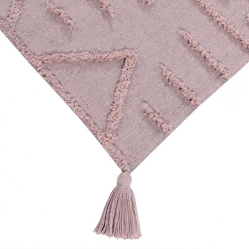 Tapis enfant rose avec pompon