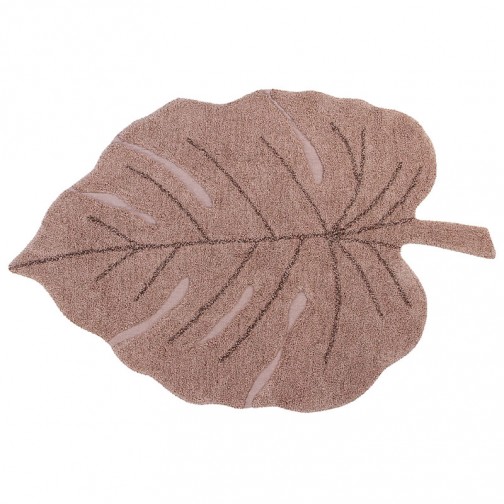 Tapis Enfant feuille Monstera Rose