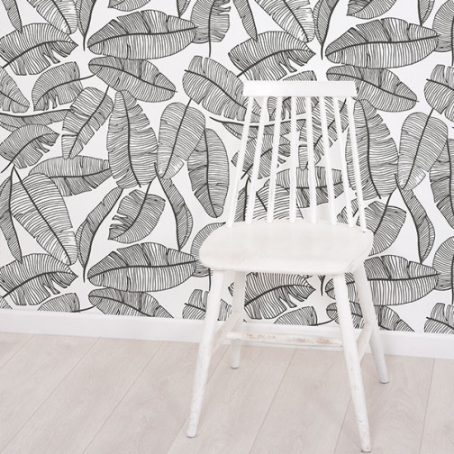 papier-peint-feuille-noir-et-blanc