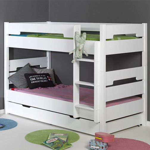 Lit Superposé Blanc avec Tiroir 