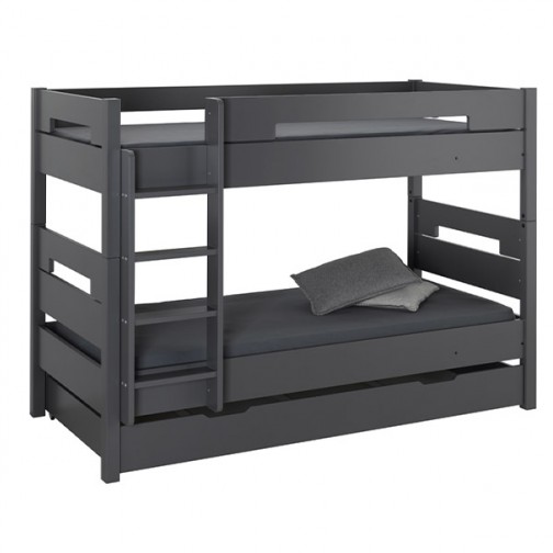 Lit Superposé gris avec Tiroir