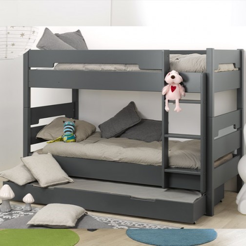 Lit Superposé avec Tiroir Milo Gris 