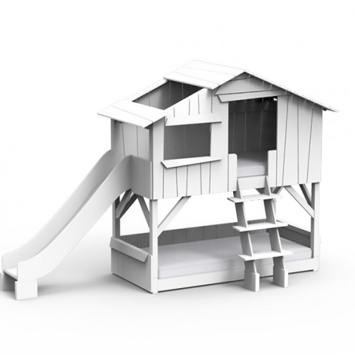 Lit-cabane-superposé-blanc-avec-toboggan