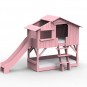 Lit-cabane-superposé-rose-clair-avec-toboggan