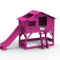Lit-cabane-superposé-rose-fuchsia-avec-toboggan