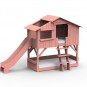 Lit-cabane-superposé-avec-toboggan-couleur-corail