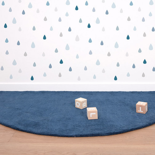 Tapis enfant coton Demi lune bleu foncé 