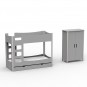 Lit Superposé et armoire Gris