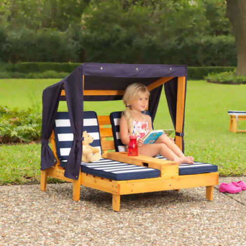 Double Chaise Longue Enfant avec Porte Gobelet