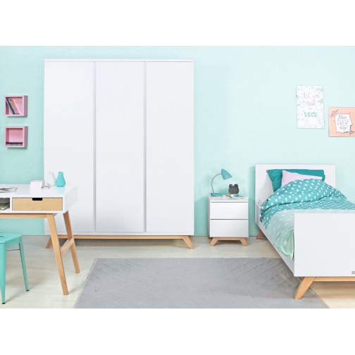 Lit 90x200 Lynn Blanc/Naturel