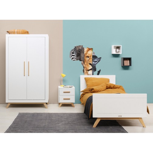 Lit 90x200 Fenna Blanc/Naturel